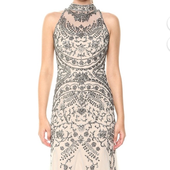 NWT Aidan Mattox Embellished Evening Dress Size 2 (Color Gun Metal) - Picture 4 of 16